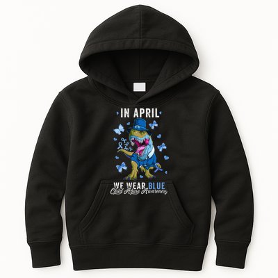We Wear Blue For Child Abuse Prevention Awareness Ribbon Kids Hoodie