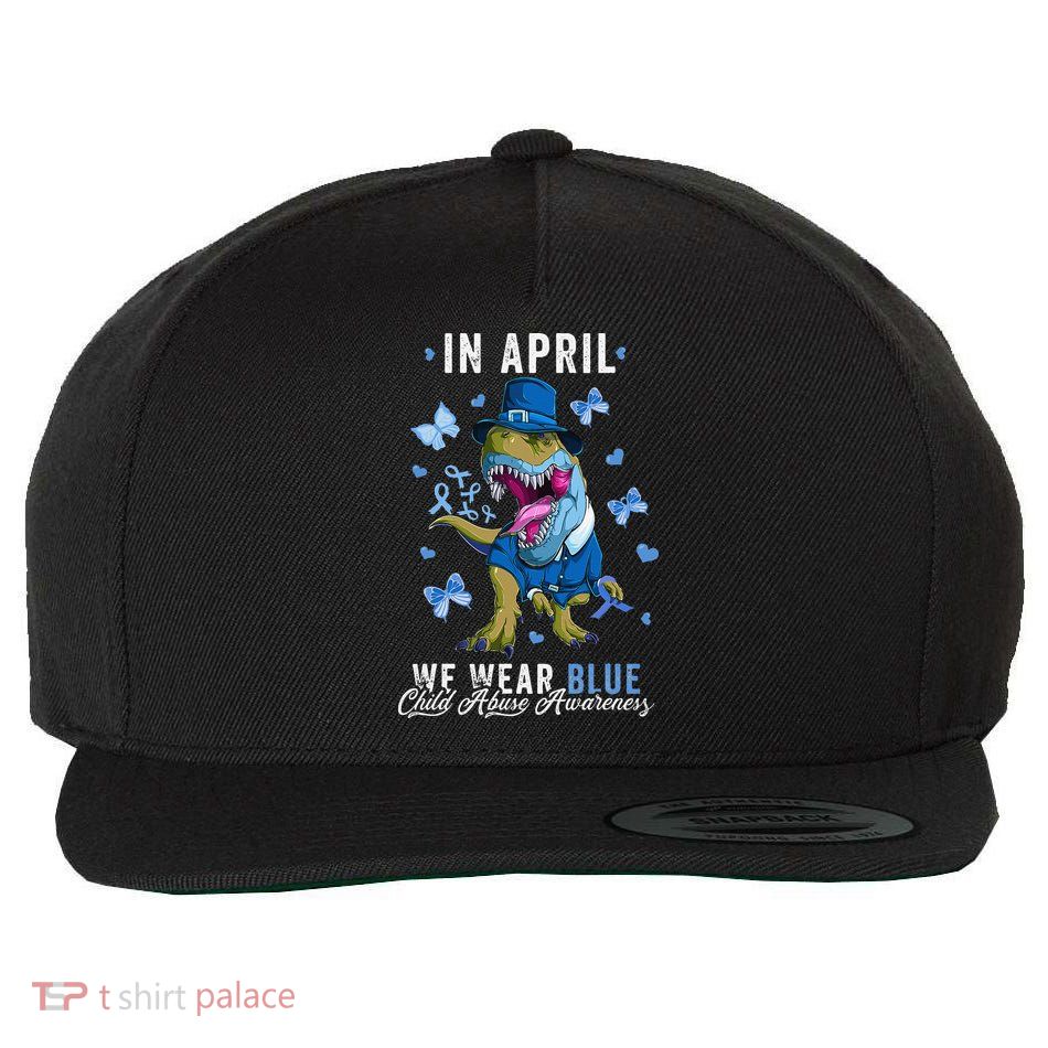 We Wear Blue For Child Abuse Prevention Awareness Ribbon Wool Snapback Cap