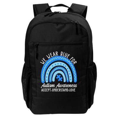 We Wear Blue For Autism Awareness Puzzle Rainbow Backpack