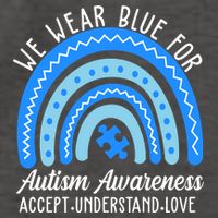 We Wear Blue For Autism Awareness Puzzle Rainbow Vector Backpack