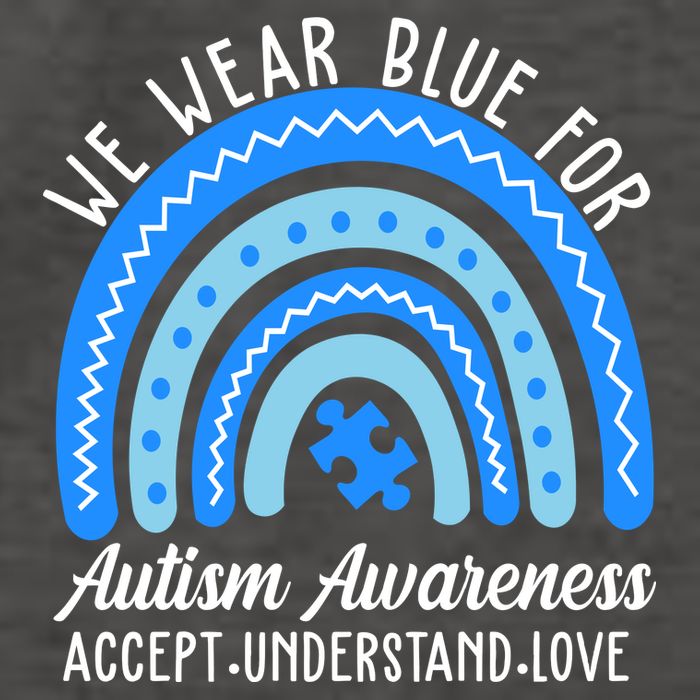 We Wear Blue For Autism Awareness Puzzle Rainbow Vector Backpack