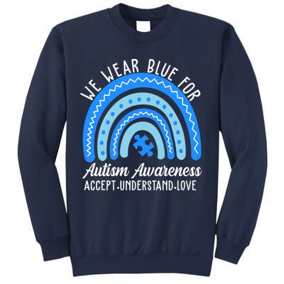 We Wear Blue For Autism Awareness Puzzle Rainbow Sweatshirt