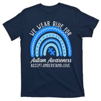 We Wear Blue For Autism Awareness Puzzle Rainbow T-Shirt