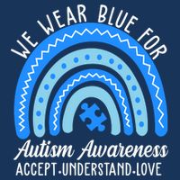 We Wear Blue For Autism Awareness Puzzle Rainbow Poster