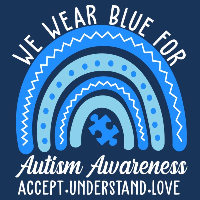 We Wear Blue For Autism Awareness Puzzle Rainbow Poster