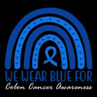 We Wear Blue For Colon Cancer Awareness Rainbow Ribbon Backpack