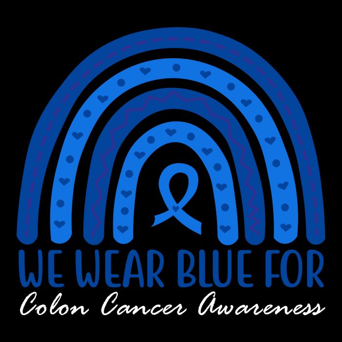 We Wear Blue For Colon Cancer Awareness Rainbow Ribbon Backpack