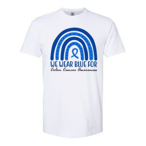 We Wear Blue For Colon Cancer Awareness Rainbow Ribbon Softstyle CVC T-Shirt