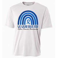 We Wear Blue For Colon Cancer Awareness Rainbow Ribbon Cooling Performance Crew T-Shirt