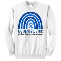 We Wear Blue For Colon Cancer Awareness Rainbow Ribbon Sweatshirt