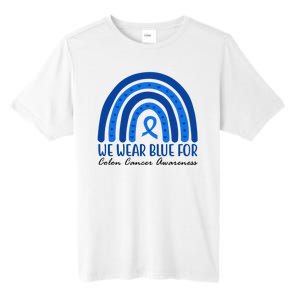 We Wear Blue For Colon Cancer Awareness Rainbow Ribbon Tall Fusion ChromaSoft Performance T-Shirt