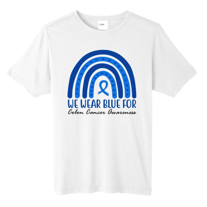 We Wear Blue For Colon Cancer Awareness Rainbow Ribbon Tall Fusion ChromaSoft Performance T-Shirt