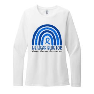 We Wear Blue For Colon Cancer Awareness Rainbow Ribbon Womens CVC Long Sleeve Shirt