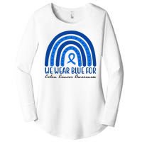 We Wear Blue For Colon Cancer Awareness Rainbow Ribbon Women's Perfect Tri Tunic Long Sleeve Shirt