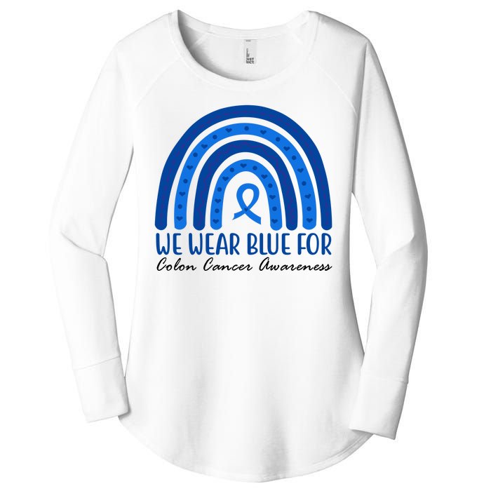 We Wear Blue For Colon Cancer Awareness Rainbow Ribbon Women's Perfect Tri Tunic Long Sleeve Shirt