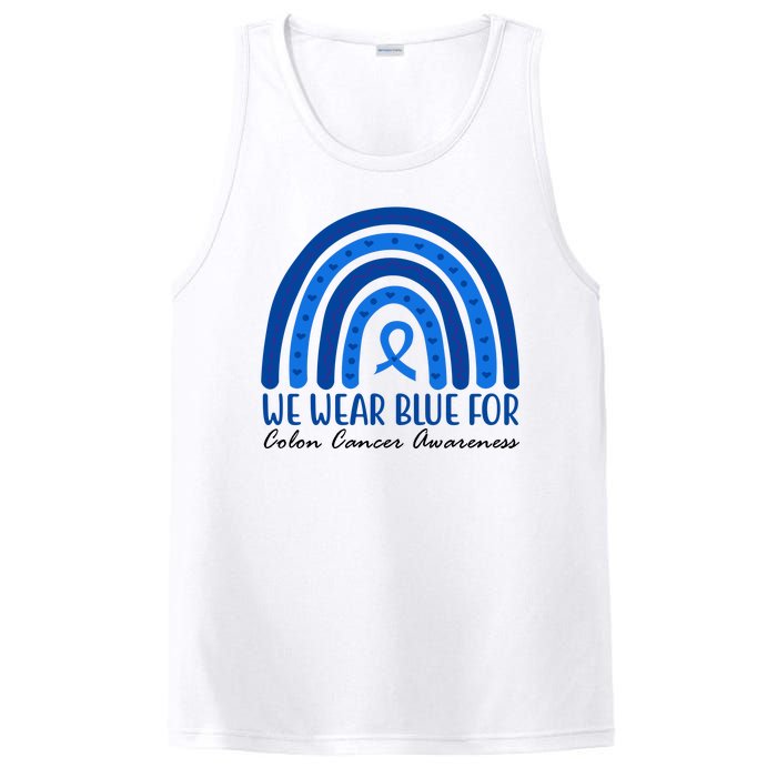 We Wear Blue For Colon Cancer Awareness Rainbow Ribbon PosiCharge Competitor Tank