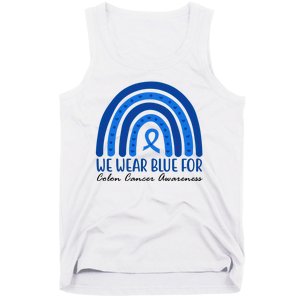 We Wear Blue For Colon Cancer Awareness Rainbow Ribbon Tank Top