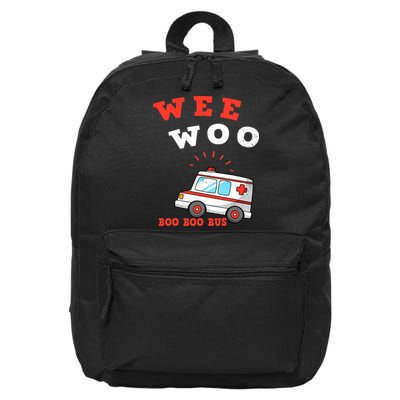 Wee Woo Boo Boo Bus Ambulance Funny EMS EMT Paramedic Gift 16 in Basic Backpack