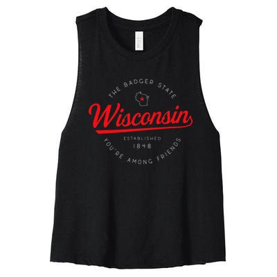 Wisconsin Wi Badger State YouRe Among Friends In Wisconsin Women's Racerback Cropped Tank