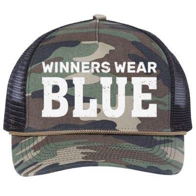 Winners Wear Blue Team Spirit Game Competition Camping Retro Rope Trucker Hat Cap