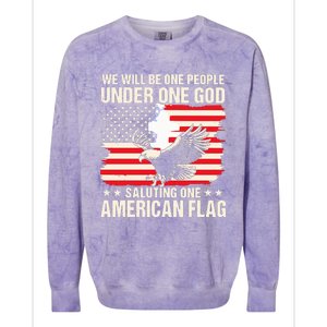 We Will Be One People Under One God Saluting One American Flag Colorblast Crewneck Sweatshirt