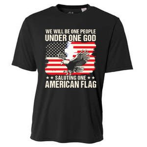 We Will Be One People Under One God Saluting One American Flag Cooling Performance Crew T-Shirt