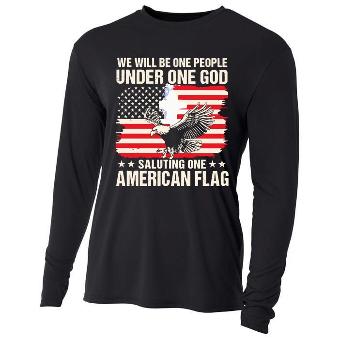 We Will Be One People Under One God Saluting One American Flag Cooling Performance Long Sleeve Crew