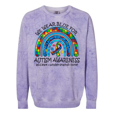 We Wear Blue For Autism Awareness Colorblast Crewneck Sweatshirt