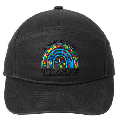 We Wear Blue For Autism Awareness 7-Panel Snapback Hat