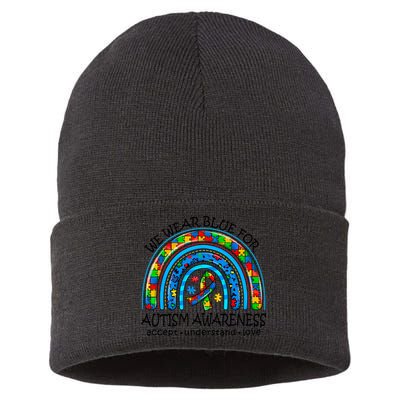 We Wear Blue For Autism Awareness Sustainable Knit Beanie