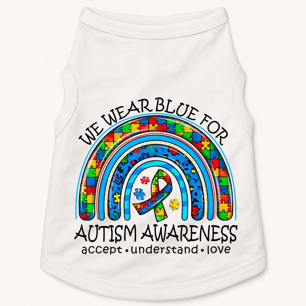 We Wear Blue For Autism Awareness Doggie Tank