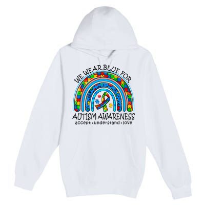 We Wear Blue For Autism Awareness Premium Pullover Hoodie