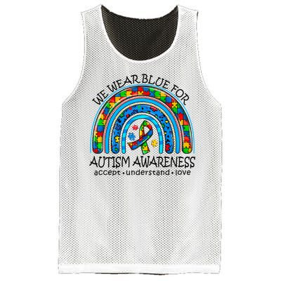 We Wear Blue For Autism Awareness Mesh Reversible Basketball Jersey Tank