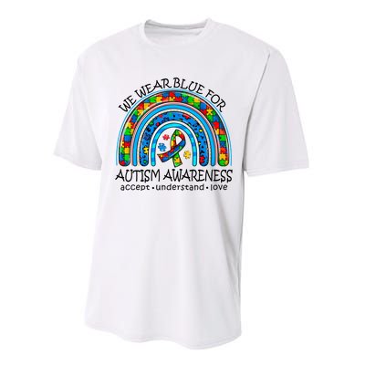 We Wear Blue For Autism Awareness Performance Sprint T-Shirt