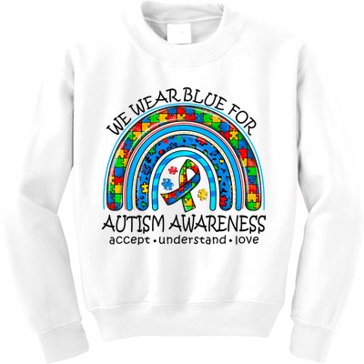 We Wear Blue For Autism Awareness Kids Sweatshirt
