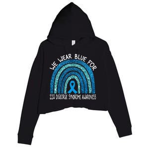 We Wear Blue For 22q Digeorge Syndrom Awareness Rainbow Gift Crop Fleece Hoodie