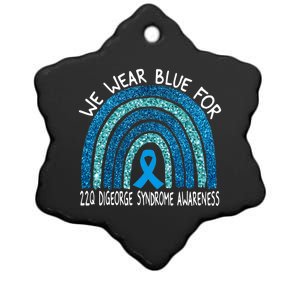 We Wear Blue For 22q Digeorge Syndrom Awareness Rainbow Gift Ceramic Star Ornament