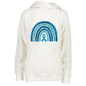 We Wear Blue For 22q Digeorge Syndrom Awareness Rainbow Gift Womens Funnel Neck Pullover Hood