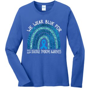 We Wear Blue For 22q Digeorge Syndrom Awareness Rainbow Gift Ladies Long Sleeve Shirt