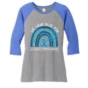 We Wear Blue For 22q Digeorge Syndrom Awareness Rainbow Gift Women's Tri-Blend 3/4-Sleeve Raglan Shirt