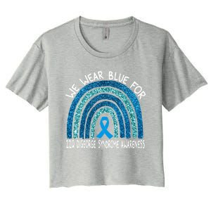 We Wear Blue For 22q Digeorge Syndrom Awareness Rainbow Gift Women's Crop Top Tee