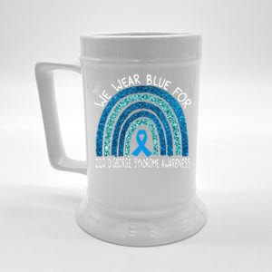 We Wear Blue For 22q Digeorge Syndrom Awareness Rainbow Gift Beer Stein