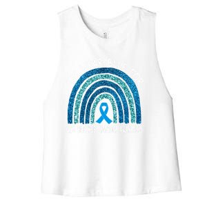 We Wear Blue For 22q Digeorge Syndrom Awareness Rainbow Gift Women's Racerback Cropped Tank