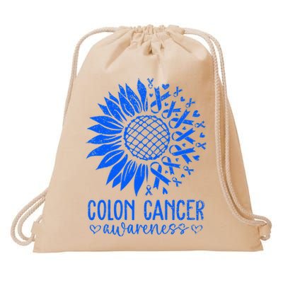 We Wear Blue Colon Cancer Awareness Colorectal Cancer Month Drawstring Bag