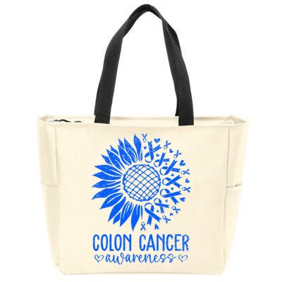 We Wear Blue Colon Cancer Awareness Colorectal Cancer Month Zip Tote Bag