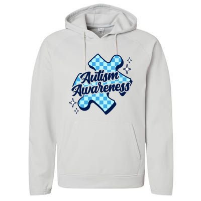 We Wear Blue For Autism Awareness Performance Fleece Hoodie