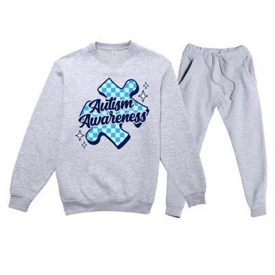 We Wear Blue For Autism Awareness Premium Crewneck Sweatsuit Set