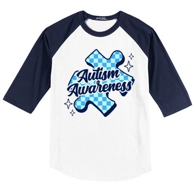 We Wear Blue For Autism Awareness Baseball Sleeve Shirt