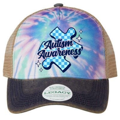 We Wear Blue For Autism Awareness Legacy Tie Dye Trucker Hat