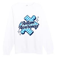 We Wear Blue For Autism Awareness Premium Crewneck Sweatshirt